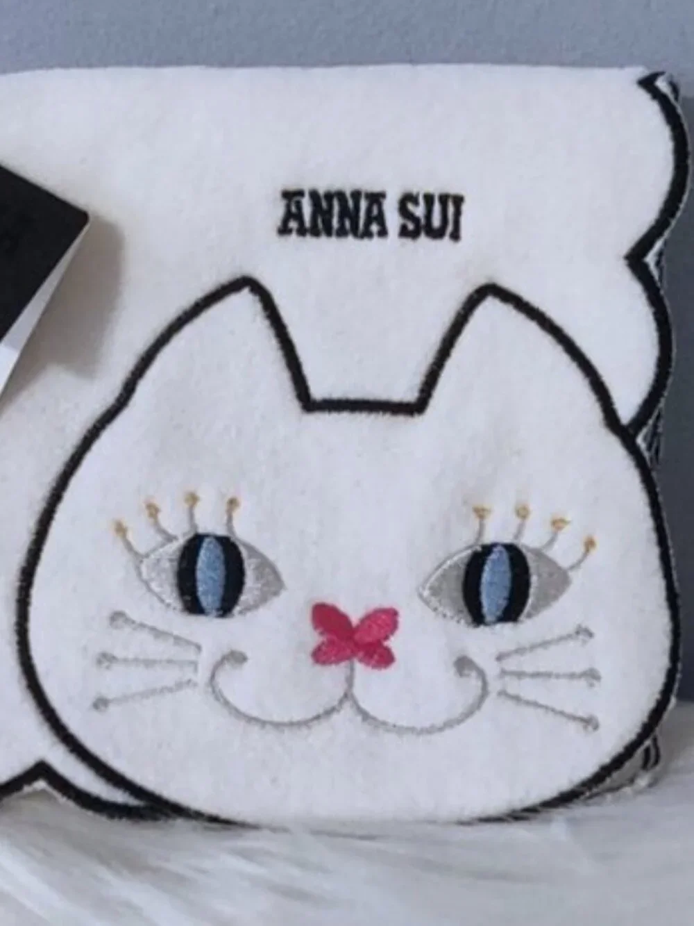 Anna Sui embroidered cat finger towel NWT